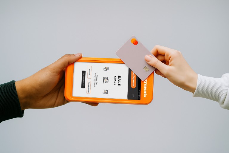 Contactless payment being made on PAX A920 PRO terminal showcasing modern payment solutions Ireland businesses use for digital wallet transactions