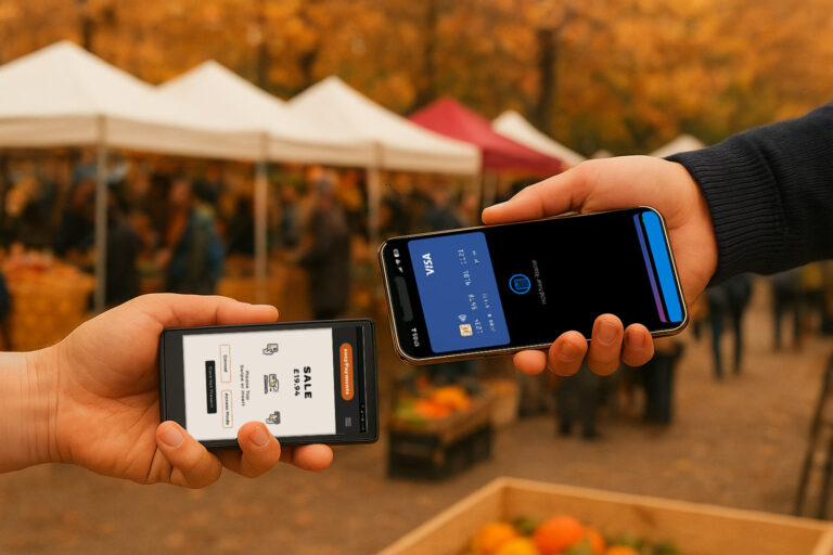 Customer making contactless payment with S1 MINI 2 card machine in Irish small business