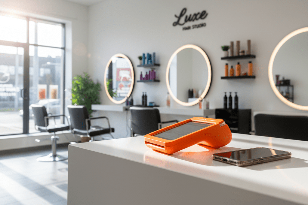 Customer making contactless payment at Irish business with card terminal payment processing Ireland